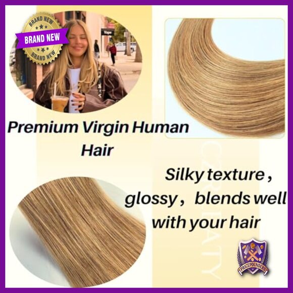 Human Hair Tape-In Extensions 14 Inch Straight Reusable 20 Pieces